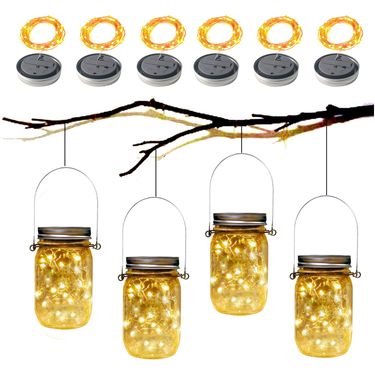 Solar Mason String 10 20 30 Lights Glass Jar Lid LED Light_voghion.com