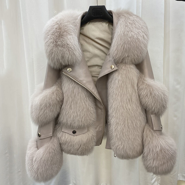 Haining fur coat for women fine imitation fox fur fur one-piece young lady style fur coat_voghion.com