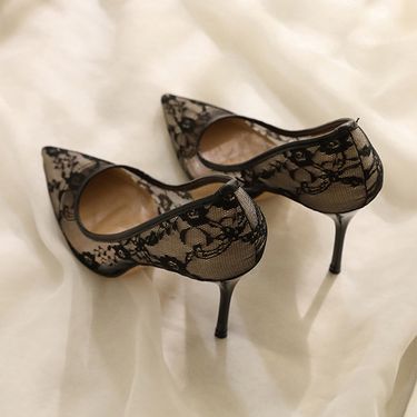 Breathable Lace Mesh High Heels For Women's 2025 New Summer Design Sense, Niche Temperament, Pointed Toe Thin Heel Shoes_voghion.com