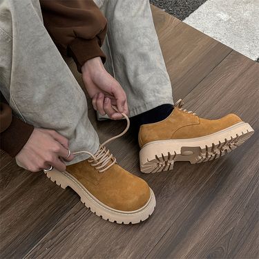 New Leather Spring Men's Shoes High-top Men's Heightening Tooling Martin Boots_voghion.com