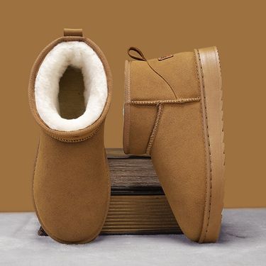 Men's Anti-Slip Snow Boots Winter Thickened Fleece Lined Warm Shoes With High Heel Classic Short Boots For Outdoor_voghion.com