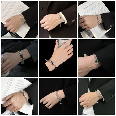 Hip Hop Cool Wind Double Layer Wrapped Layered Bracelet Men's Instagram, Unique Design High End, Versatile Splicing_voghion.com