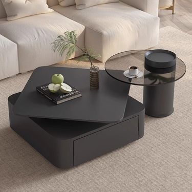 Italian Style Simple Rock Board Square Rotating Coffee Light Luxury Modern Minimalist Internet Celebrity Living Room_voghion.com