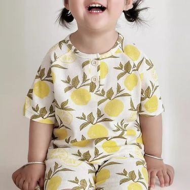 2024 Summer South Korea children's pajamas Nordic style children's homewear baby pajamas suit cotton waffle_voghion.com