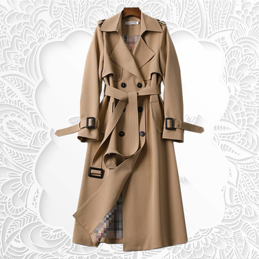 Spring Autumn Fashion Belt Coat Women New Double Breasted Mid Long Women Trench High Quality Coat Overcoat Windbreaker_voghion.com
