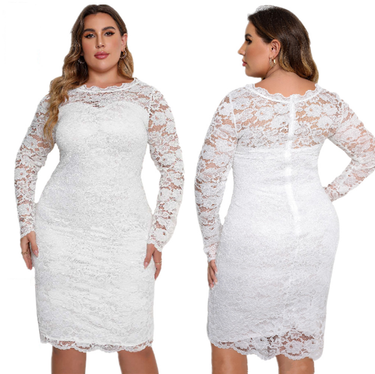 2023 Evening Dress Short Tight Lace Plus size Dresses_voghion.com