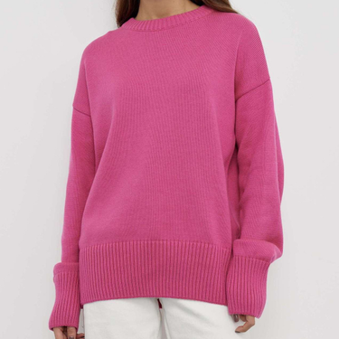 Women's double-layer crew neck sweater loose sweater_voghion.com