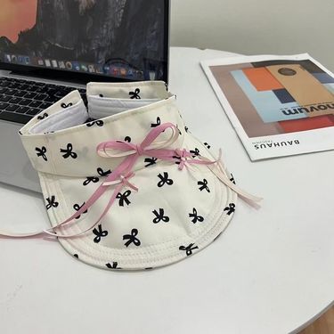 2025 New Small Fresh Sweet Bow Bow Hollow Top Children's Spring And Summer Sun Hat, Anti-UV Sun Hat_voghion.com