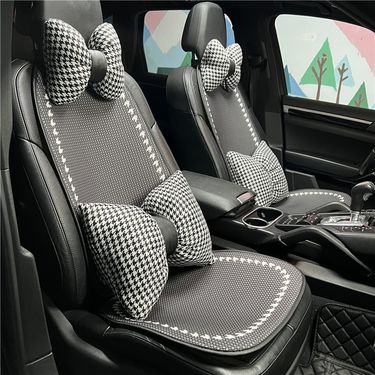 Car seat cushions, all season ice silk car cushions, summer cool, breathable and non slip cushions, popular houndstooth car seat covers_voghion.com