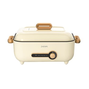 Multifunctional Cooking Pot 4L White Less Oil Non-stick Pan 3 Gears Large Power Quick Heating for Steaming Frying Stewing_voghion.com