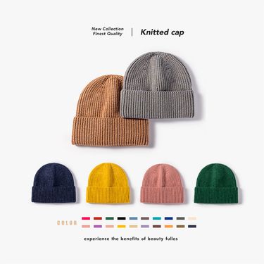 Autumn And Winter Cold Hat Women's European And American Monochrome Warm Outdoor Knitted Hat Simple And Fashionable Men's Woolen Hat_voghion.com