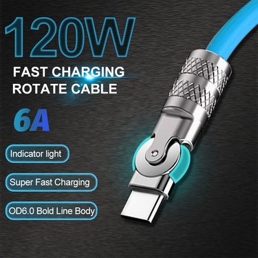 120W 6A New Ultra Fast Charging Micro C-type Cable USB C to C Fast Charging Silicone Data Cable C-type Interface 180 °_voghion.com