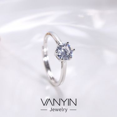 Wanying Jewelry Six Claw Diamond Women's S Pure Silver Fashionable and Simple Gift for Girlfriend Wedding Ring_voghion.com