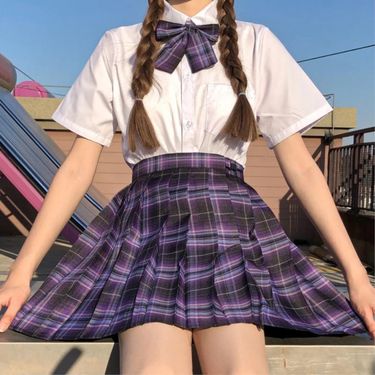 hot selling School Girl Uniform Jk Plaid Women Y2k High-waisted Pleated Sexy Black Mini Female Kawaii Haruku Short Skirt_voghion.com
