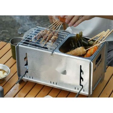 Outdoor picnic camping portable multifunctional stainless steel detachable barbecue Kanto wood burning charcoal stove_voghion.com