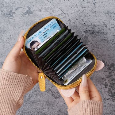 New Cyber Celebrous Organ Card Holder Women's Lightweight Student Pig Zipper Multi-Card Holder Soft Leather Card Holder Coin Purse_voghion.com