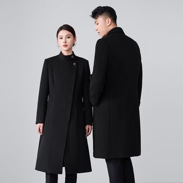 "Quilted Wool Blend Coat For Hotel & Office Professionals – Men’s & Women’s Winter Workwear (Navy/Black, S–4XL)"_voghion.com