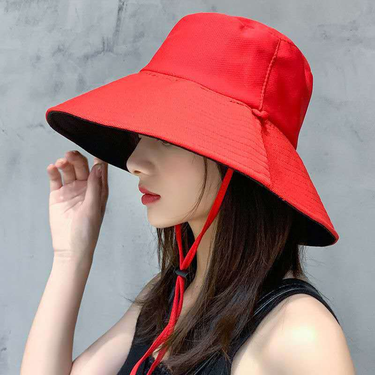 Fashion Double-sided Foldable Bucket for Women Girls Summer Sun Hat Visor Fisherman Cap Anti-UV Wide Brim Sunscreen Hats Caps_voghion.com