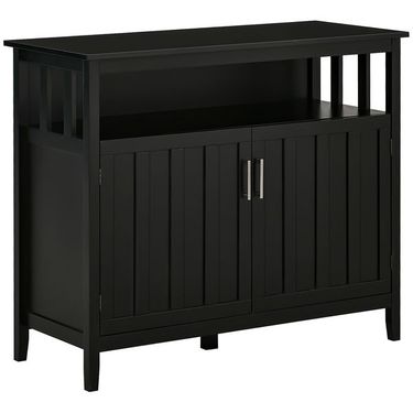 HOMCOM Kitchen Sideboard Buffet Cabinet With 2 Doors Adjustable Shelves For Entryway Living Room Black_voghion.com