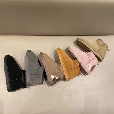 54 Celebrity Style Cowhide Solid Color Low-Cut Round Toe Daily Winter Short Flat Heel Warm Snow Boots_voghion.com