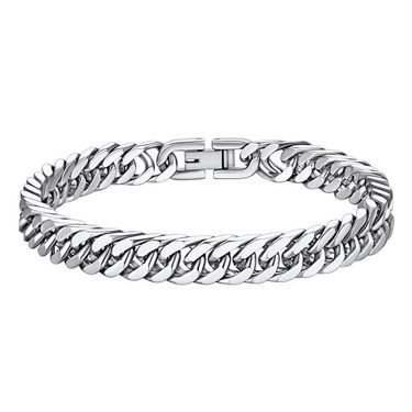 Titanium steel four sided grinding double woven bracelet hip hop trend all match men and women simple Cuban bracelet jewelry buckle bracelet_voghion.com