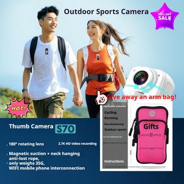 S70 2.7K Mini Action Camera - Magnetic, 35g Lightweight, WiFi, Hands-Free POV For Cycling Running Vlogging - Free Armband, Gift For Adventurers Famili_voghion.com