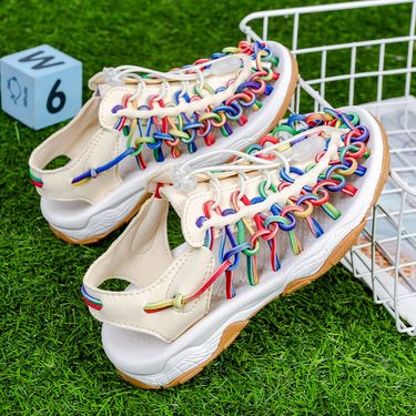 New woven mid-top men's plus size children's beach shoes Roman sandals_voghion.com