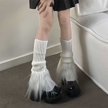 White woolly socks for women Autumn/Winter knitted warm leg covers Millennium Spice jk Socks Pile socks_voghion.com