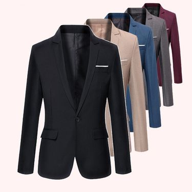 Men's Korean version youth slim fit solid color single row one button small suit jacket_voghion.com