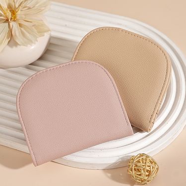 New Half-Round Mini Women Cute Simple Small Wallet Multi-Card Slots Solid Color Versatile Short Coin Purse_voghion.com