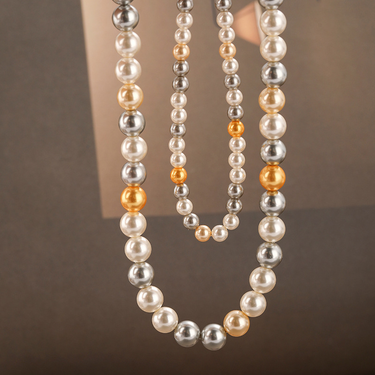 New imitation Shijia mixed color stacked pearl necklace for women, versatile, fashionable, high-end, light luxury, simple temperament, clavicle chain_voghion.com