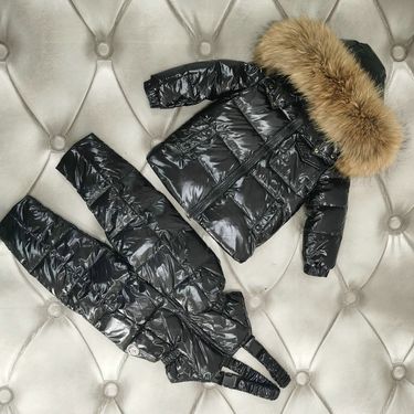 Kid's Clothing Available now Black children's down jacket suit White duck down nylon hooded zipper down jacket_voghion.com