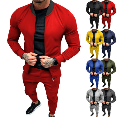 Men's Clothing fitness sports trend outdoor leisure men's zipper suit in stock_voghion.com
