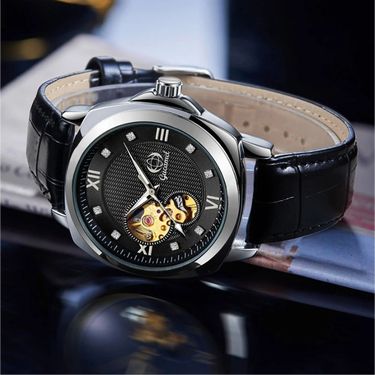 Fully Automatic Mechanical Watch For Men Simple Business Leather Strap Male Fashion Diamond Inlaid Watches Night Light Creative_voghion.com