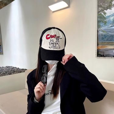 Embroidered Pattern Duck Tongue Children's Four Seasons New Ins Korean Age Reducing Cartoon Colored Baseball Hat_voghion.com