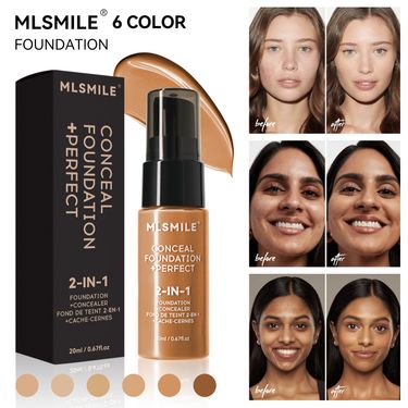 MLSMILE Exclusive Supply Of 6 Color Liquid Foundation, Long Lasting, Waterproof, Sweat Proof, Easy To Spread, Oil Control, Concealer Foundation_voghion.com
