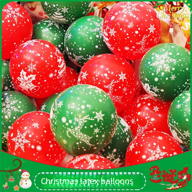 Christmas Printed Latex Balloons KTY Party Store Decoration Red Green Bar Kindergarten Scene Arrangement_voghion.com