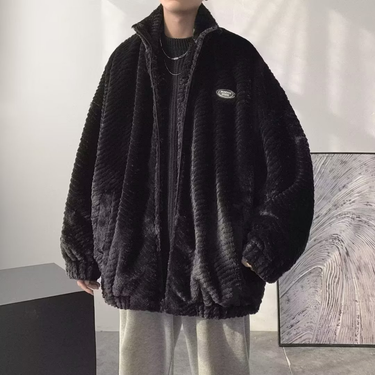 Men's clothing lamb fleece coat men's winter cotton-padded jacket_voghion.com