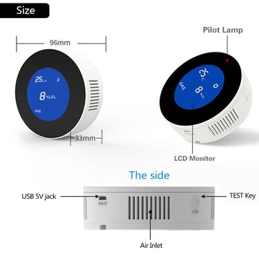 Tuya WiFi GAS LPG Leak Sensor Alarm Fire Security Detector Leakage Sensor Smart House Protection Support Smartlife Temperature_voghion.com