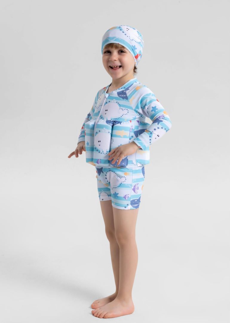 Maillot de bain une pièce à manches longues pour bébé, protection solaire, gilet flottant, pour le surf_voghion.com