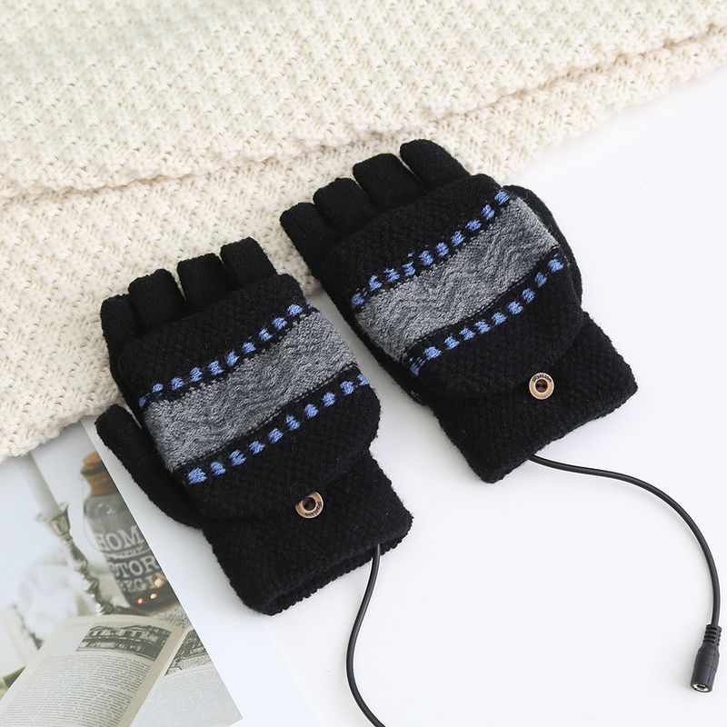 Guanti riscaldati elettrici a doppia faccia per adulti, senza dita, spessi e caldi, a mezze dita, riscaldati tramite USB_voghion.com