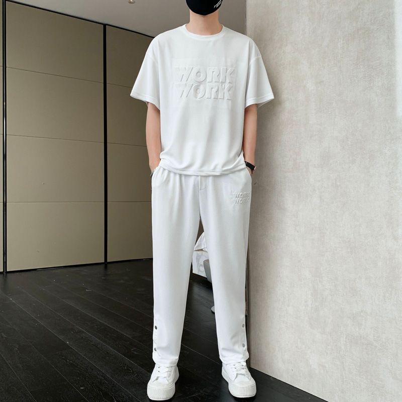 Sommer Dünne Waffel Casual Anzug Für Männer Neue Kurzarm Sport Sommer Outfit Trend Einfache Passende Gutaussehende_voghion.com