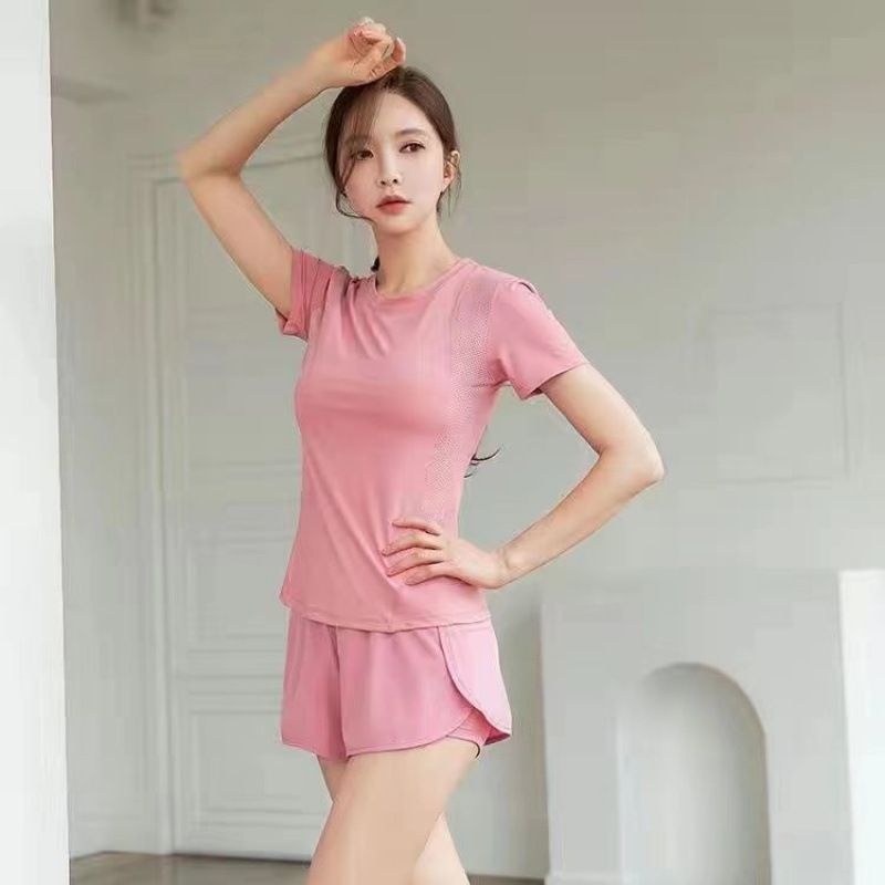 Women's Summer Thin Loose Quick-Dry Mesh Breathable Plus Size Yoga Sports Morning Running Suit With Pockets_voghion.com