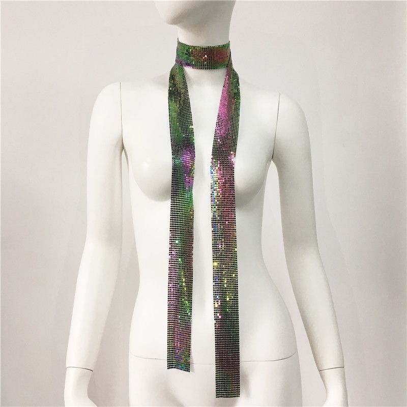 Modes aksesuāru aksesuāri Metāla fliteru kakla lentes šuvju apkakle Modes fliteru šalle sievietēm_voghion.com