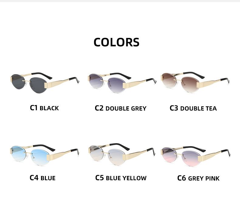New Frameless Trimmed Metal Sunglasses Cross Border Retro UV400 Trendy Sunglasses High End Fashion_voghion.com