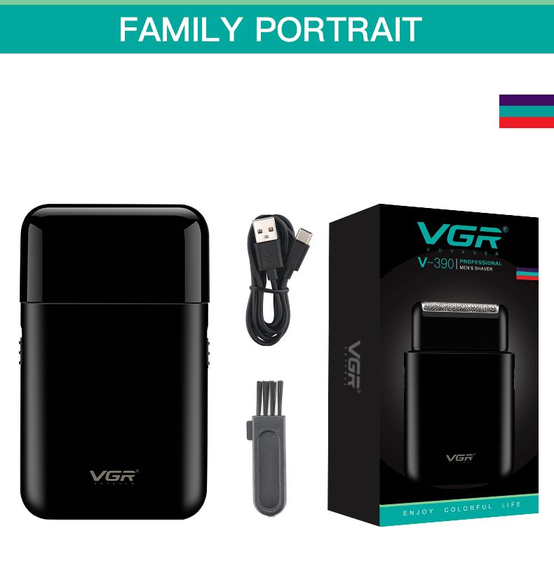 VGR electric professional beard trimmer portable mini reciprocating shaver 2-blade USB charging men's V-390_voghion.com