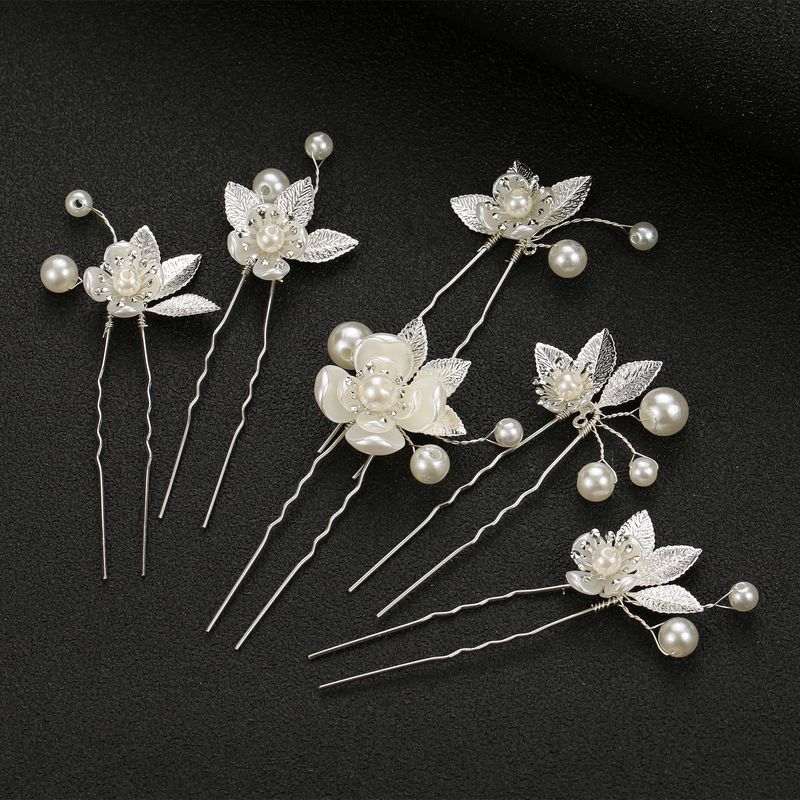 Koreanische Brauthochzeitsaccessoires, ein Set aus 6 vierblättrigem Kleeblatt-U-förmigen Haarnadel-Kombinationsset, Direktverkauf ab Werk_voghion.com