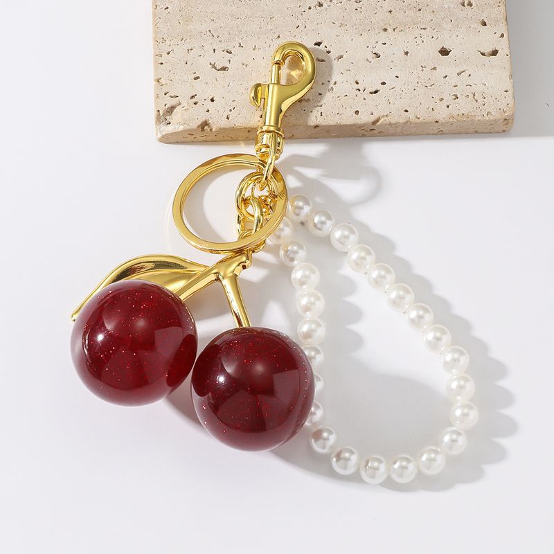 New Personalized Resin Cherry Pearl Keychain Pendant_voghion.com