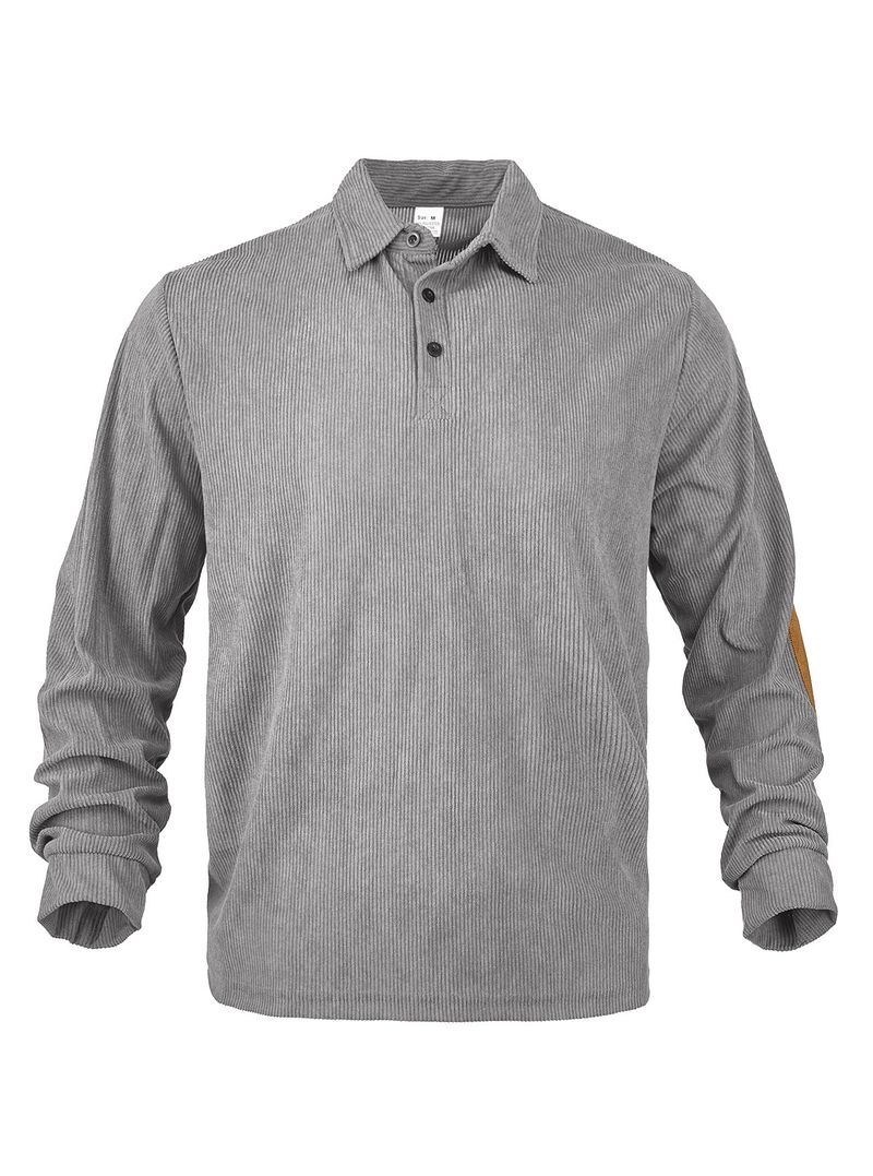 Cord-Poloshirt für Herren – Streetwear-Sweatshirt zum Knöpfen in Grau, Schwarz und mehr Herrenbekleidung_voghion.com