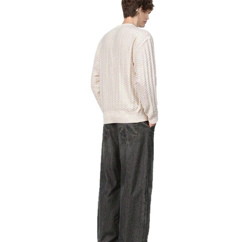 Herren Pullover Winter Neue Lose Trendy Marke Rundhals Basic Jugend Pullover Strickwaren_voghion.com
